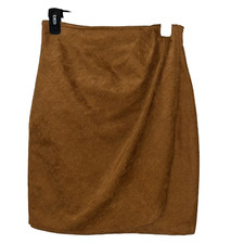 Fritzi California Mini Skirt Sz M Elastic Waist Faux Wrap Pleating Pull On Rare