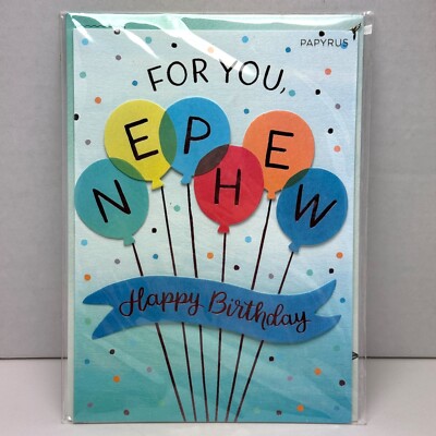 Papyrus NEPHEW HAPPY BIRTHDAY Card & Envelope   Balloons Thinking of You Love