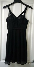 PLT Pretty Little Thing black lace Chiffon Harness zip dress size 10