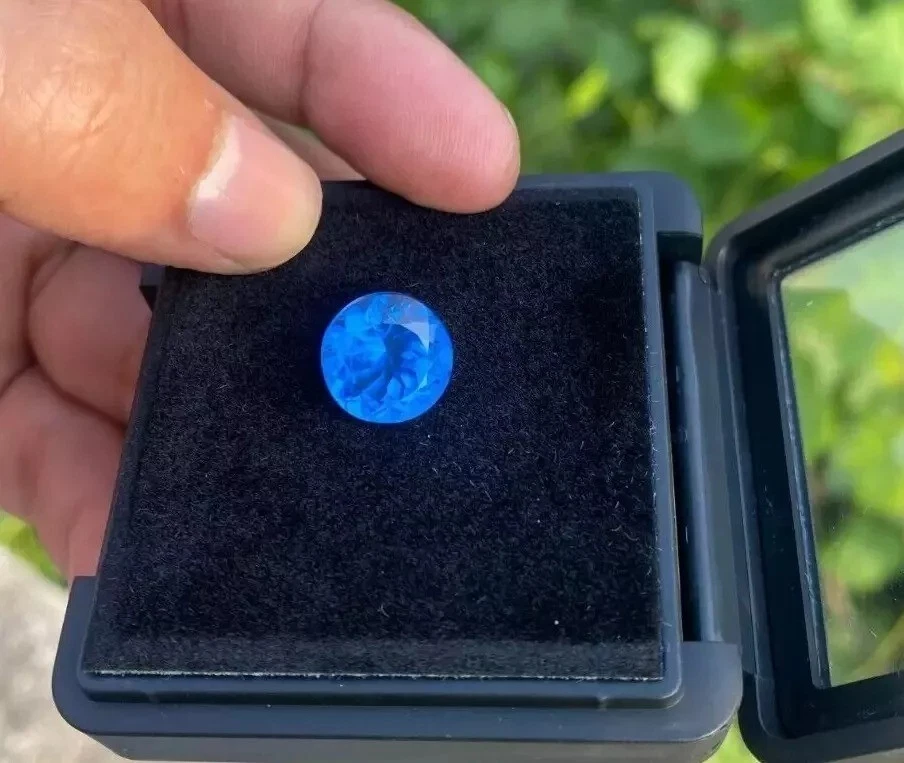 Namibia Jeremejevite Round Cut Natural Blue 7-9 Ct Loose EGL Certified Gemstone - Image 4 of 4