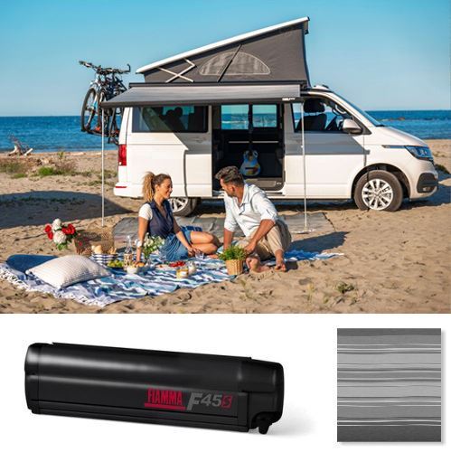 Fiamma F45s 260 Campervan Awning Camping Motorhome Deep Black Case / Royal Grey