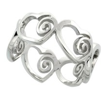 Sterling Silver Heart Cut Out Ring, High Polished Flawless Quality