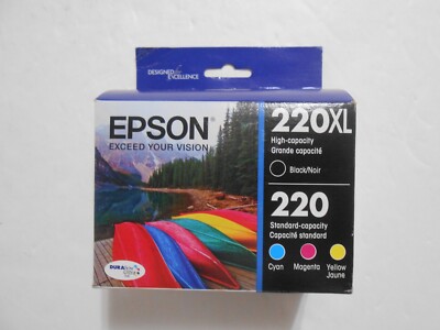 Genuine Epson 220XL Black & 220 Color Ink Cartridges Expired 08/2022