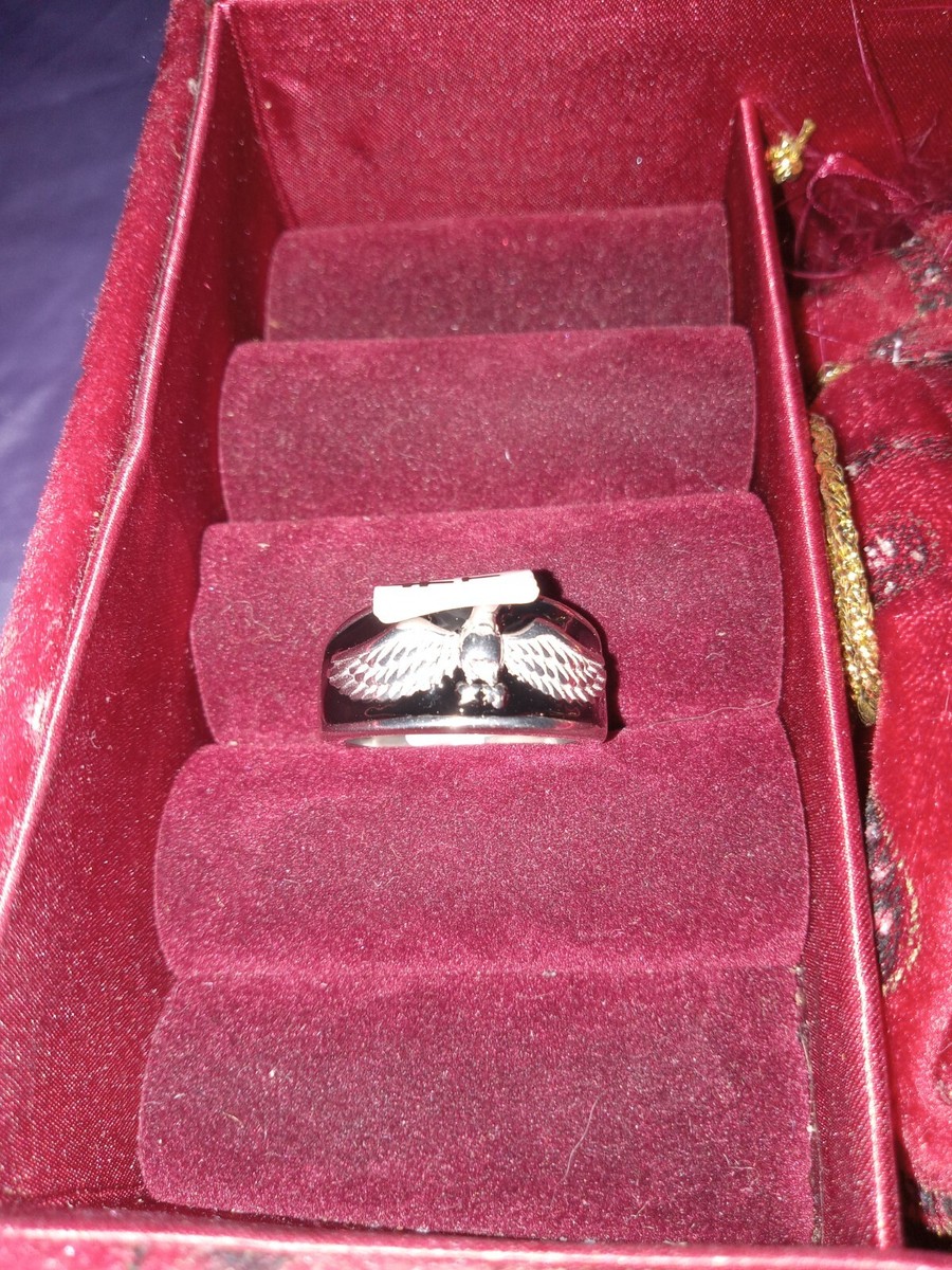 ゲキサイ 希少 A&G ルビー リング 16号 Black And Silver Color Eagle Band Ring Sz 10 New Signed