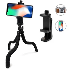 10 Inch Flexible Tripod w Tripod Cell Phone Holder Adapter Mount Smartphone