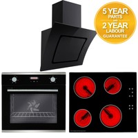 Sia 60cm Touch Control Electric Oven, Ceramic Hob & Curved Cooker Hood Extractor Sia 60cm Touch Control Electric Oven, Ceramic Hob & Curved Cooker Hood Extractor