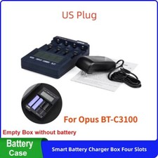 For OPUS BT-C3100 V2.2 Smart Rechargeable Battery Charger Box 4 Slots Case Black