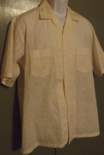 VTG 80s Triumph California Rayon Shirt Adult Large Cream Striped Retro Mod Dad
