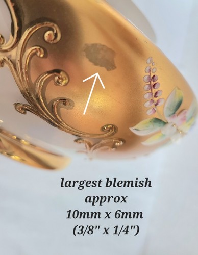 vtg European Czech Bohemian CANDY DISH w Applied Flowers GOLD GILT / free ship - Picture 21 of 22