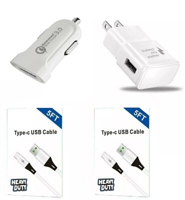 Wall Car Fast Adapter 5Feet USB-C, for Moto G Power/G Stylus/G Play (2021 Model)