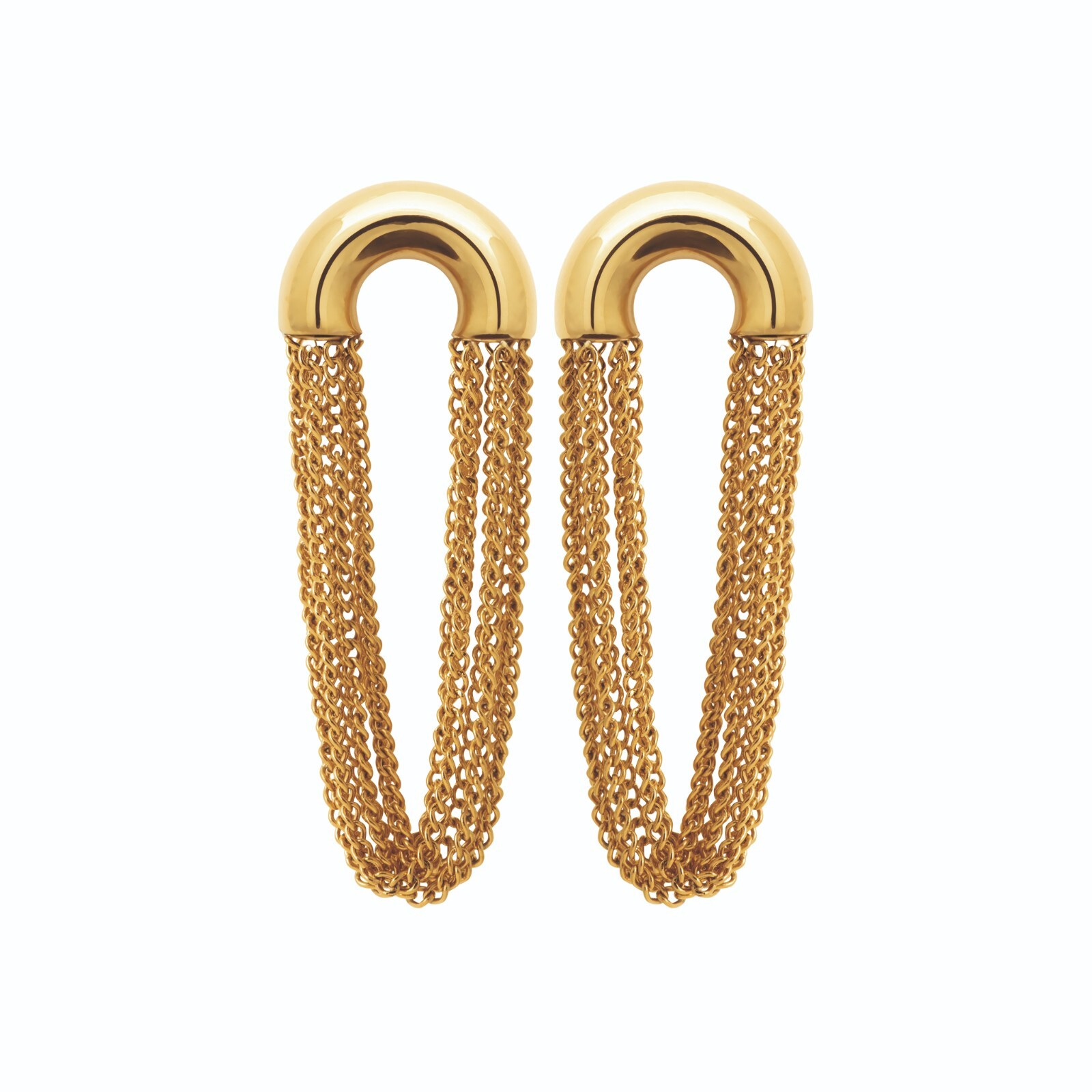 Boucles d'oreilles acier inoxydable doré pendantes longues chaines femme 55 mm