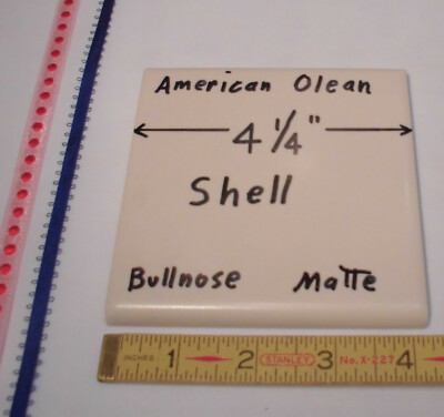 1 pc. Shell; Bullnose Matte Ceramic Tile; American Olean Co. 4-1/4'' Hint of Pink