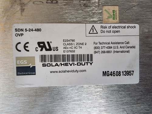 SOLA POWER SUPPLY SDN 5-24-480 24Vdc/5A 400-500Vac - Picture 3 of 9