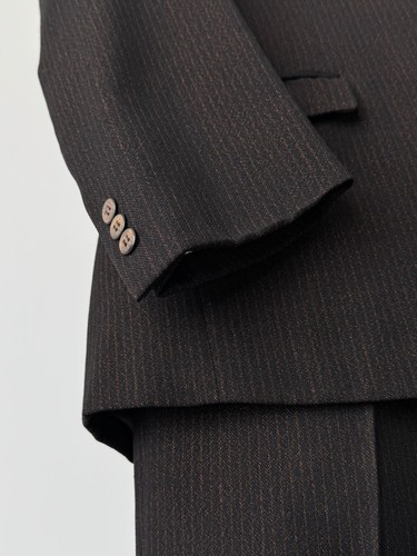 Men's Vintage 1940s Austrian Two Piece Gabardine Brown Striped Suit Size M/L - Afbeelding 6 van 13