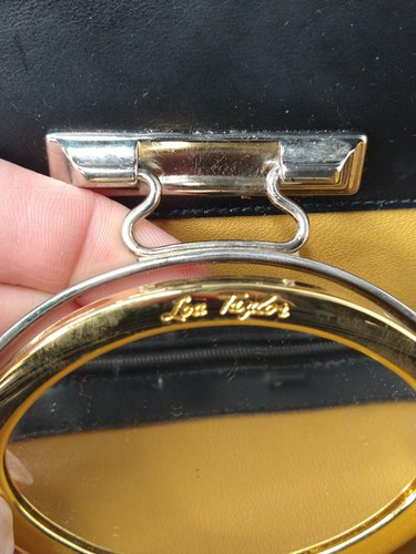 Vintage Lou Taylor Kunstleder Handtasche Pop Up Drehspiegel ITALIEN 60er 70er Retro Lesen - Bild 24 von 24