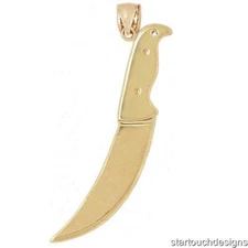 New 14k Gold 3D Knife Pendant