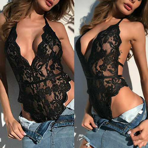 Body donna sexy erotico pizzo babydoll lingerie intimo da notte perizoma - Foto 12 di 15