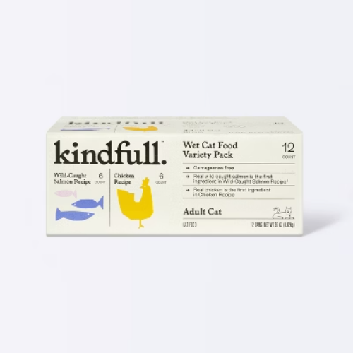 Kindfull Chicken and Salmon Pate Wet Cat Food Variety Pack - 36oz (12 Cans)