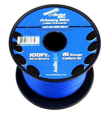 Audiopipe 16 Ga 100 Feet Blue Car Audio Home Primary Remote Wire (784644618103)