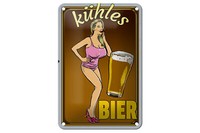 Blechschild Pinup 12X18 Cm Alkohol KüHles Bier Metall Deko Schild
