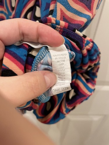 Lularoe Geometric Unique pattern blue one size leggings good condition - Picture 4 of 8