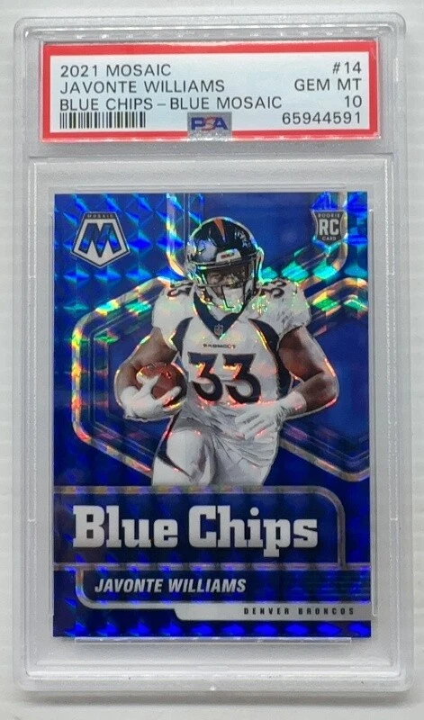 Javonte Williams Panini Mosaic Blue Chips #14 Blue Mosaic
