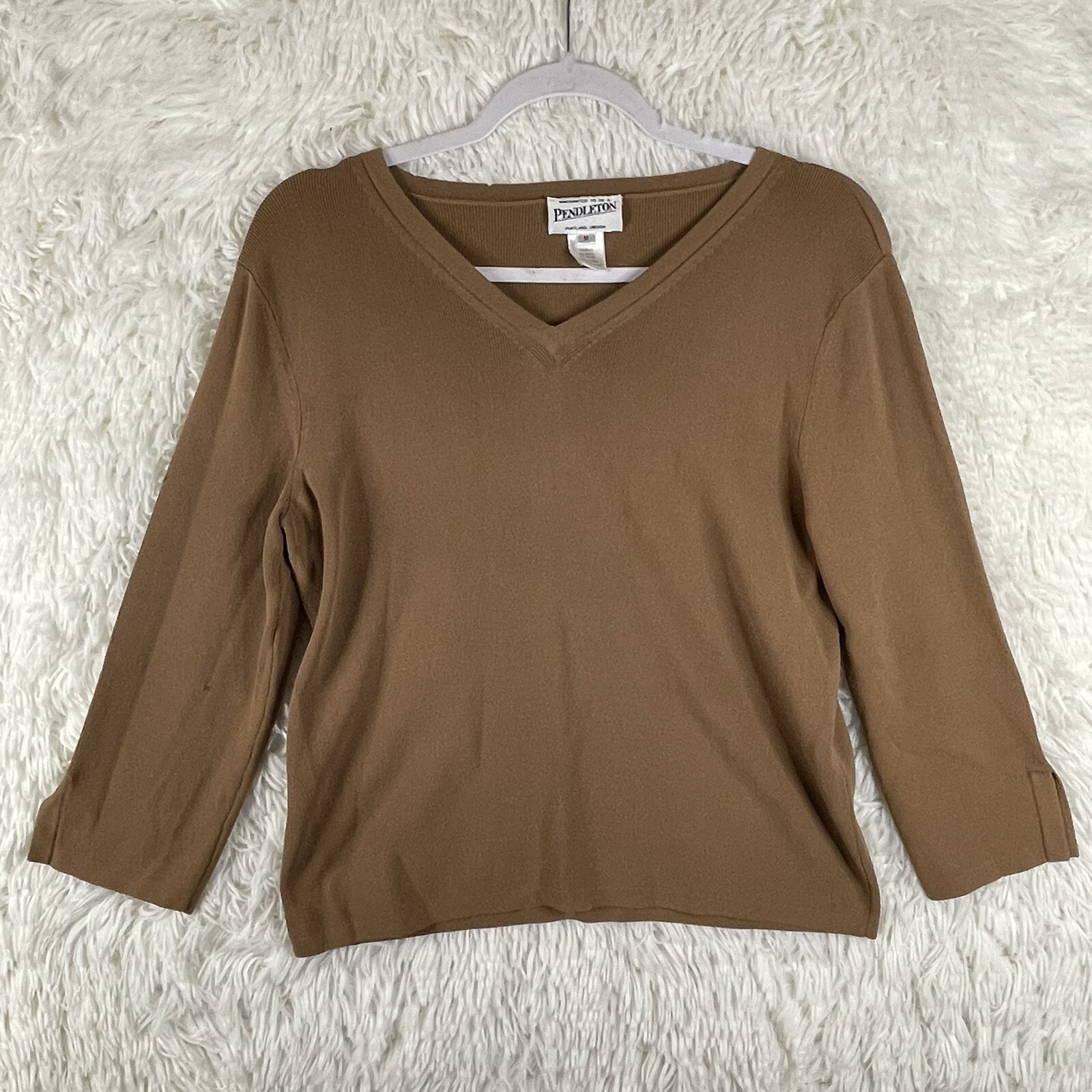 Pendleton Sweater Womens Medium Brown Pullover Da… - image 1