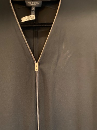 Rag & Bone Jumpsuit Black Crepe Size 2 Long Sleeve Front Zip Romper with Pockets - Picture 5 of 6