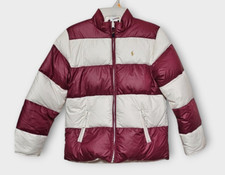 Ralph Lauren Reversible Down Puffer White Cream Burgundy Kids Size L 16