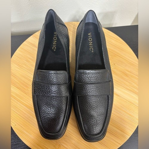 Vionic Sellah Damengröße 8 schwarz Kiesel Leder Slipper Halbschuhe Büro Karriere