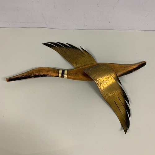 3er Set Vintage Fliegende Gänse Enten Wandbild Hängedeko MCM Holz Messing Vögel - Bild 8 von 22