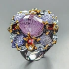 Handmade 10 ct+ Natural Amethyst Ring 925 Sterling Silver Size 8 /R454506