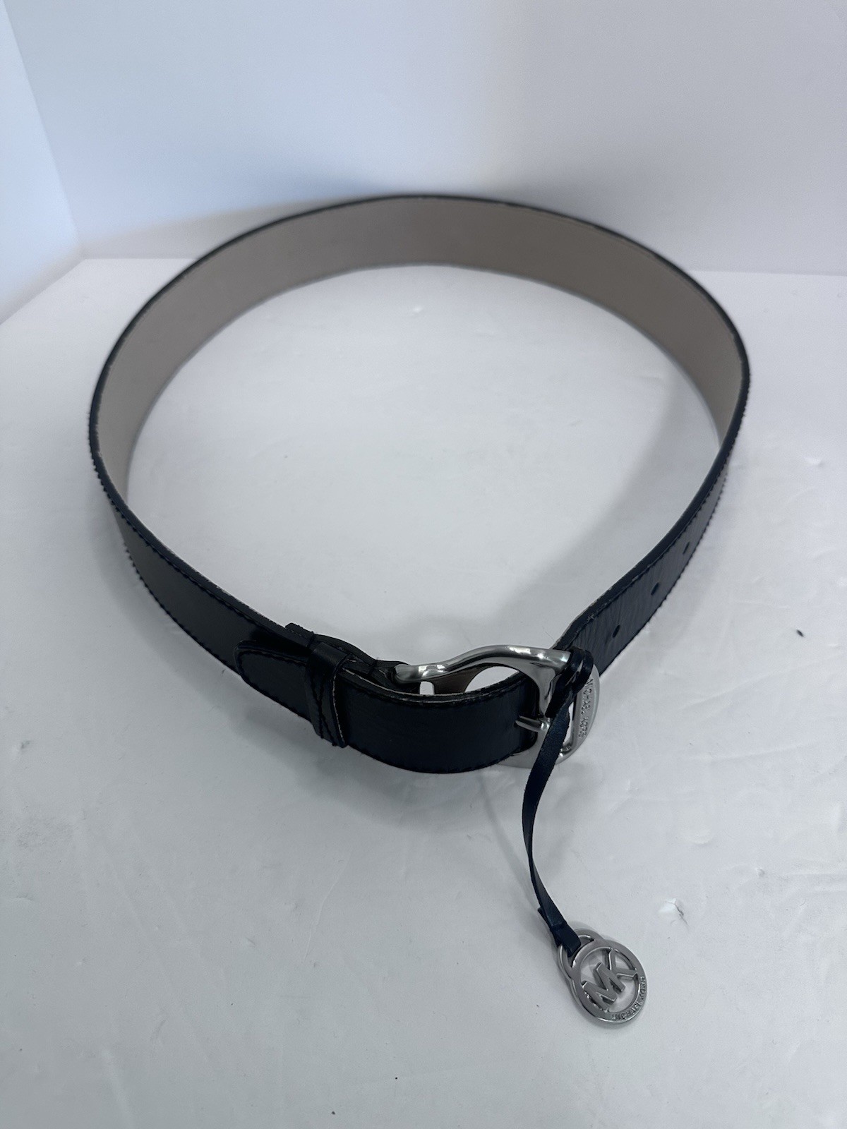 Michael Kors Women's Bwn Belt Silver MK BUCKLE Sz Med,553811 thumbnail 3