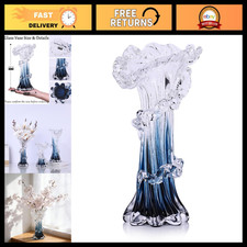 Unique Hand Blown Blue Glass Vase - Ocean-Inspired Home Decor for Living Room, O