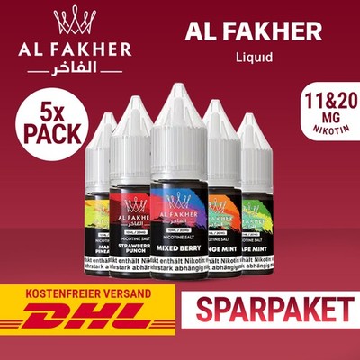 5 x Al Fakher Liquid - 11mg & 20mg - Alle Sorten | Nikotinsalzliquid