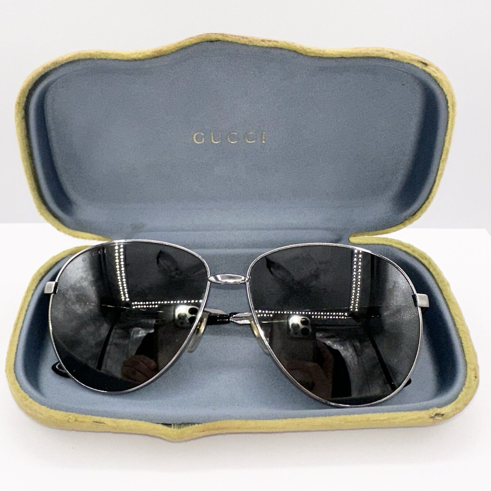 Gucci GG0138S Aviator Sunglasses Silver Frame with Case 61 14-145-image