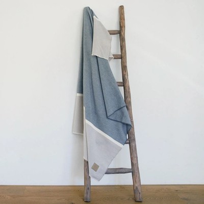 Big Lovie 100% Lambswool Gray Cream Throw Blanket