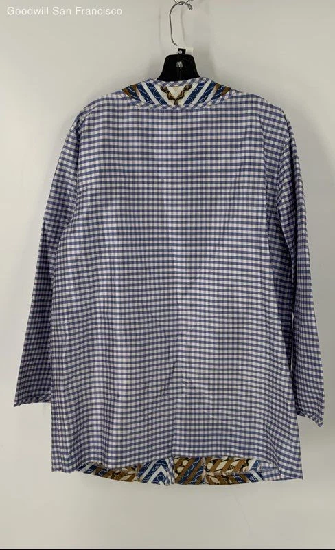 NWT Koos Of Course Multicolor Check Silk Blend Long Sleeve Womens Jacket Size L - Image 2 of 4