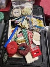 Huge Vtg Sewing Estate Junk Drawer Lot MCM Buttons Ribbon Thimble Cushions