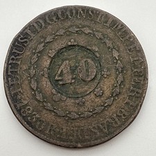 Brazil 40 Reis Countermark 1830 R 80 Reis