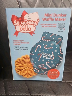 Bella So Yummy! Mini Dunker Waffle Maker Holiday Edition Snowflake Opened Box