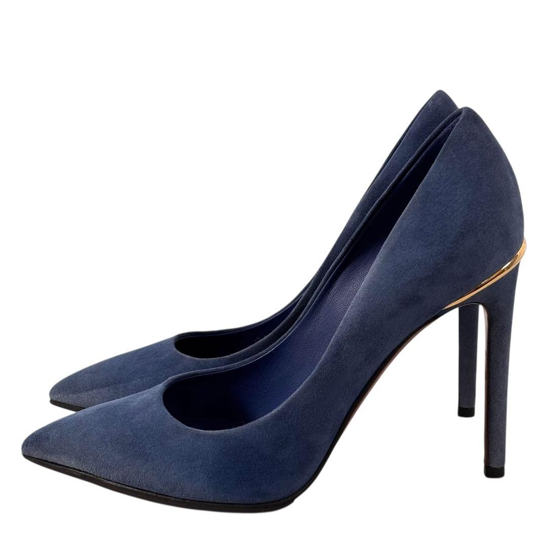 LOUIS VUITTON Suede Heel Pumps Blue EU 35.5 135344K Authentic thumbnail 6