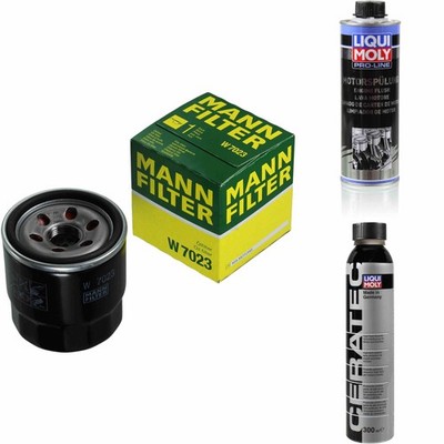 MANN-FILTER ÖLFILTER W 7023 + LIQUI MOLY Cera Tec 3721 + Motorspülung 2427