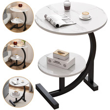 2 Tier Side Table C Shaped Sofa End Table Coffee Laptop Desk Living Room Bedroom