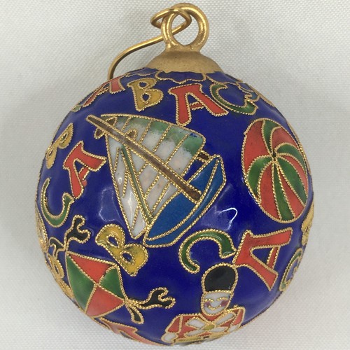 Blau Cloisonne Weihnachtskugel Ornament goldfarben Kinder Spielzeug ABC Nussknacker Drachen - Bild 2 von 18