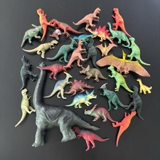 Dinosaur You Figures Lot 30 Pieces Mini Dinos Raptors, Triceratops Etc Plastic