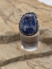 Sz 7, Blue Sodalie Ring, 925 Plated, Southwestern