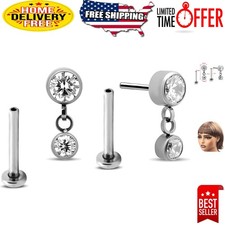 Comfortable 18g Titanium Jeweled Threadless Earrings for Sensitive Skin