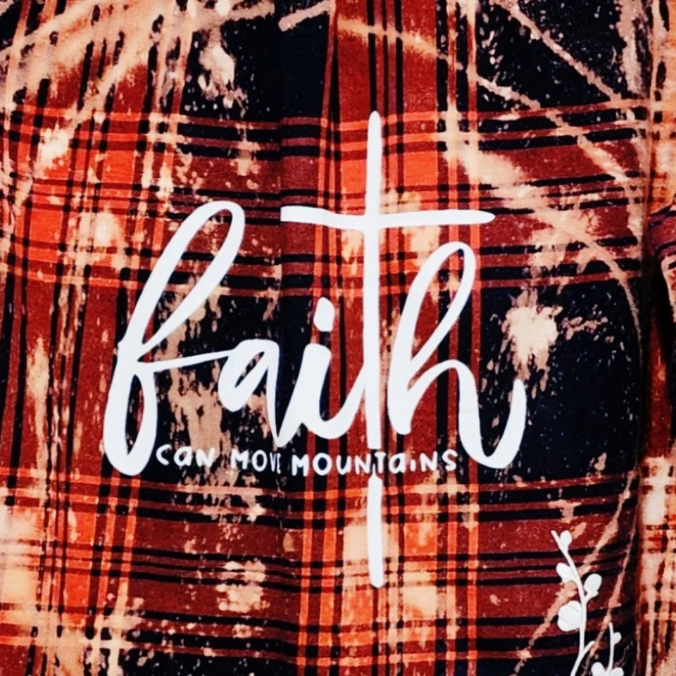 Camisa Faith Can Move Mountain Personalizada Cristiana Reciclada Manga Larga, L Foto 2 de 4