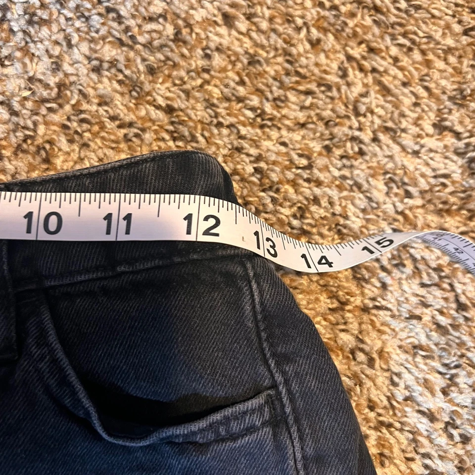 Pantalones Cortos H&M Divididos Negros Denim Mamá Cintura Alta Puños Dobladillo Talla 2 Foto 3 de 4